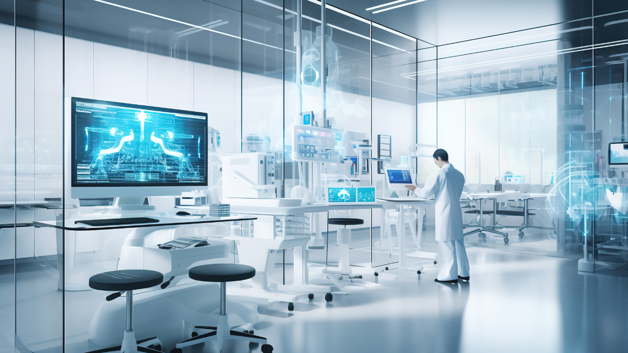 A sophisticated laboratory with cutting-edge equipment and scientists using artificial intelligence, robotics, and biotechnology. Image Credit: Adobe Stock Images/EOL STUDIOS