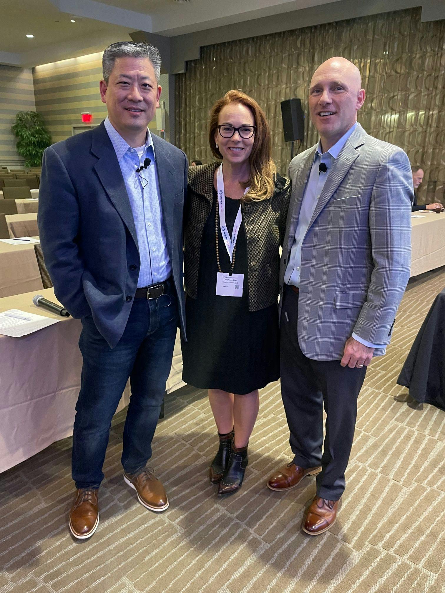 From left to right: Paul Chen, Cheryl Allen, and Spencer Miller of the "Enable Holistic Hub and Provider Services" panel. December 12, 2023. Trade & Channel Strategies, Philadelphia, Pa. Image Credit: Nicholas Saraceno.